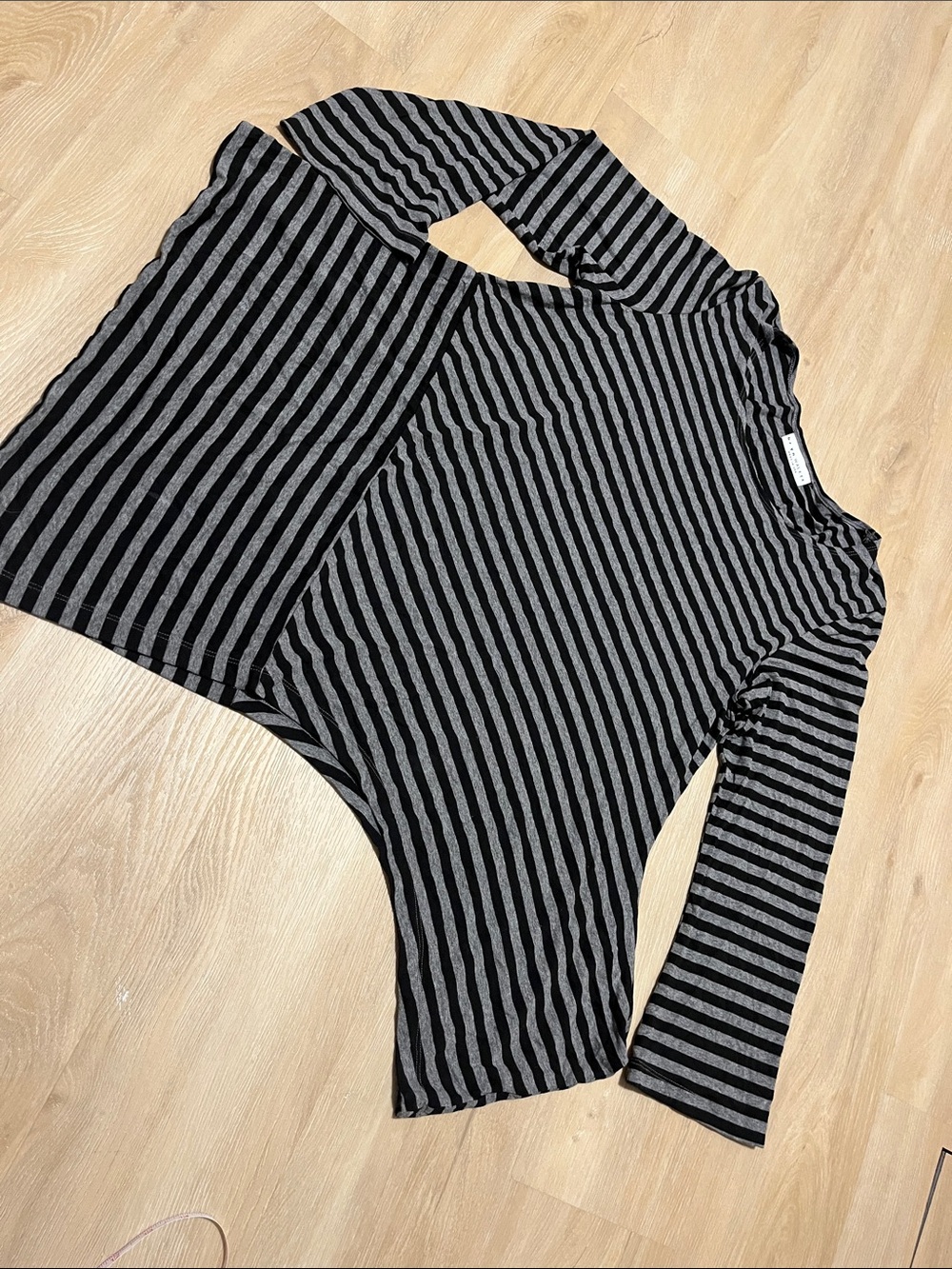 Bryn Walker black and gray striped long-sleeve top/tunic